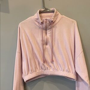 Pink Cropped Pullover Sweatshirt pacsun terry cloth medium